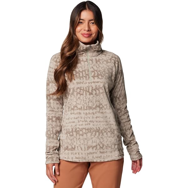 Columbia Women's Glacial IV Print Half Zip, Safari Stippled Stripe